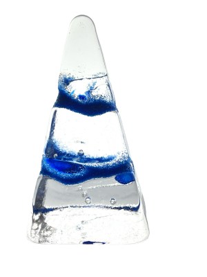 Paperweight Pyramid with Medium Blue Veins
